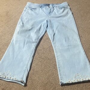 Democracy Light Blue Flare Ab Solution 14 Jeans with Eyelet Detail